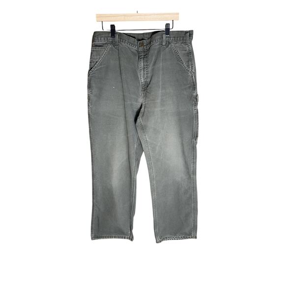 Vintage Carhartt B11 MOS Carpenter Utility Pants Olive Faded Big Logo 38x32 - Picture 1 of 10